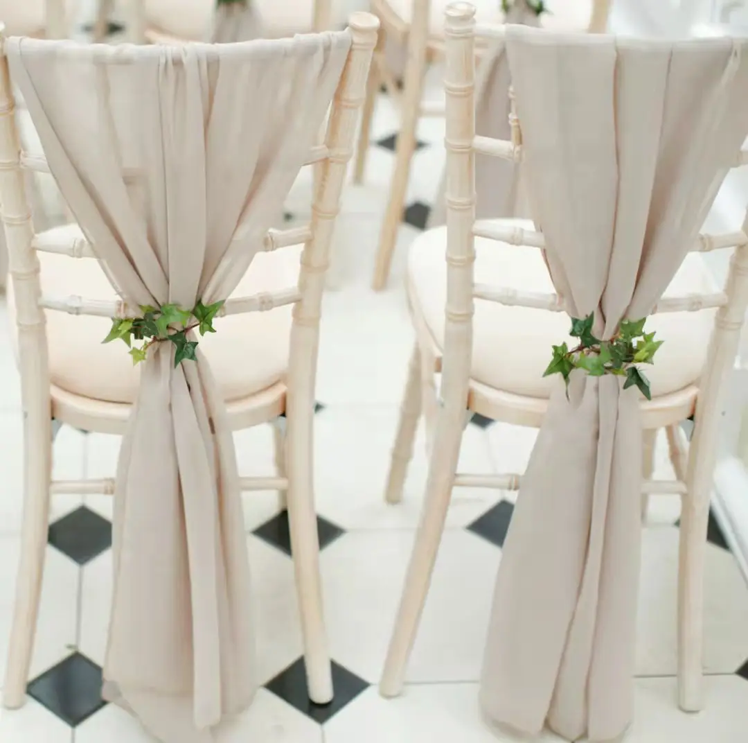 Высококачественный розовый золотой свадебный шифоновый чехол на стул с поясом Свадебный декор чехол на стул с бантом