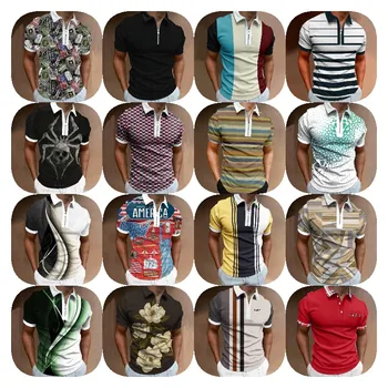 Summer cotton men's short sleeve T-shirt with summer top fashion brand polo shirt