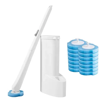 Disposable Toilet Brush Kit with Toilet Wand Replacement Heads Toilet Bowl Brush for Bathroom Cleaning