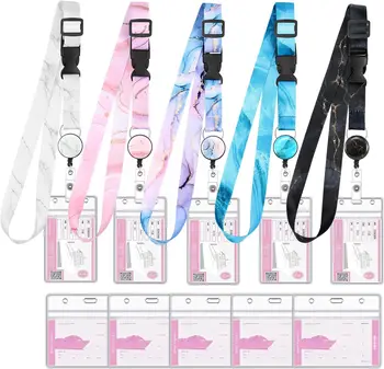 Custom Logo Polyester Separate Type Lanyard ID Badge Clip With Printed Pattern Sublimation Design
