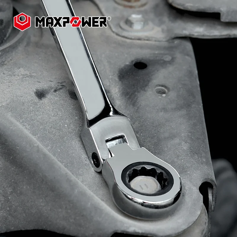 MAXPOWER Auto Repair Combination Open End Spanner Flexible Head Ratchet Wrench