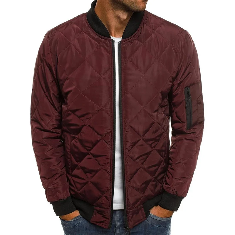 High Quality Black Warm Cardigans Coats Thick Print Zipper Cotton Men Puffer Down Jacket Winter_voghion.com