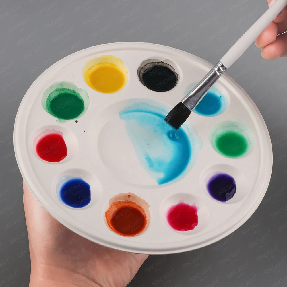 Sinoart 10 Wells Disposable Palette Bamboo Naturally Biodegradable Bio
