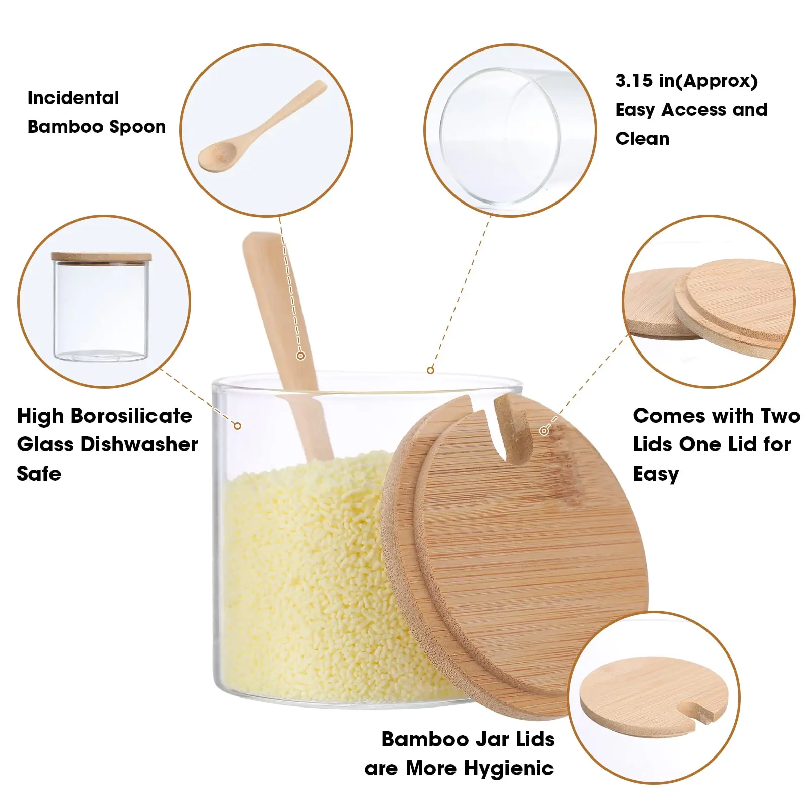 Wholesale 340ml High Borosilicate Glass Storage Jar With Bamboo Lid and ...