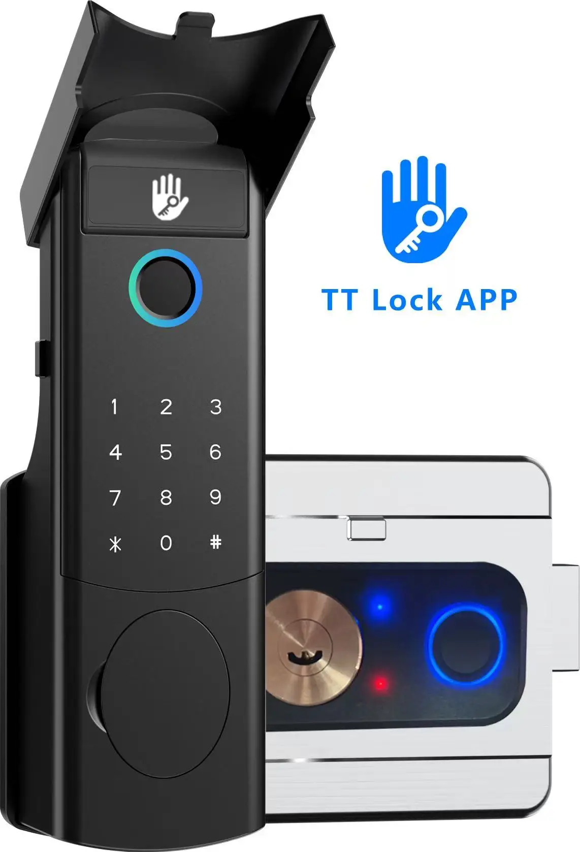Apartment Tuya WiFi Smart Door Lock Anti Theft Waterproof Gate Double Cylinder Smart Rim Fingerprint Lock