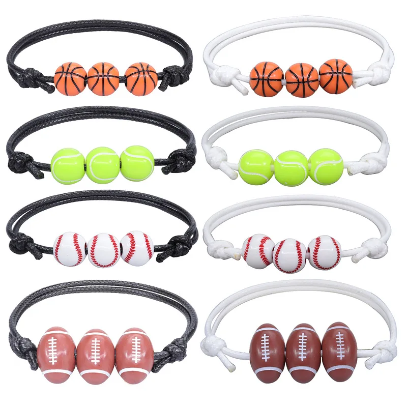 Basketball Football Baseball Softball Charm Bracelet Waterproof