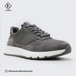 LANCI Run Shoe Manufacture Handmade Mens Leather Sneakers Shoes Breathable Height Increasing Walking Shoes Custom Design