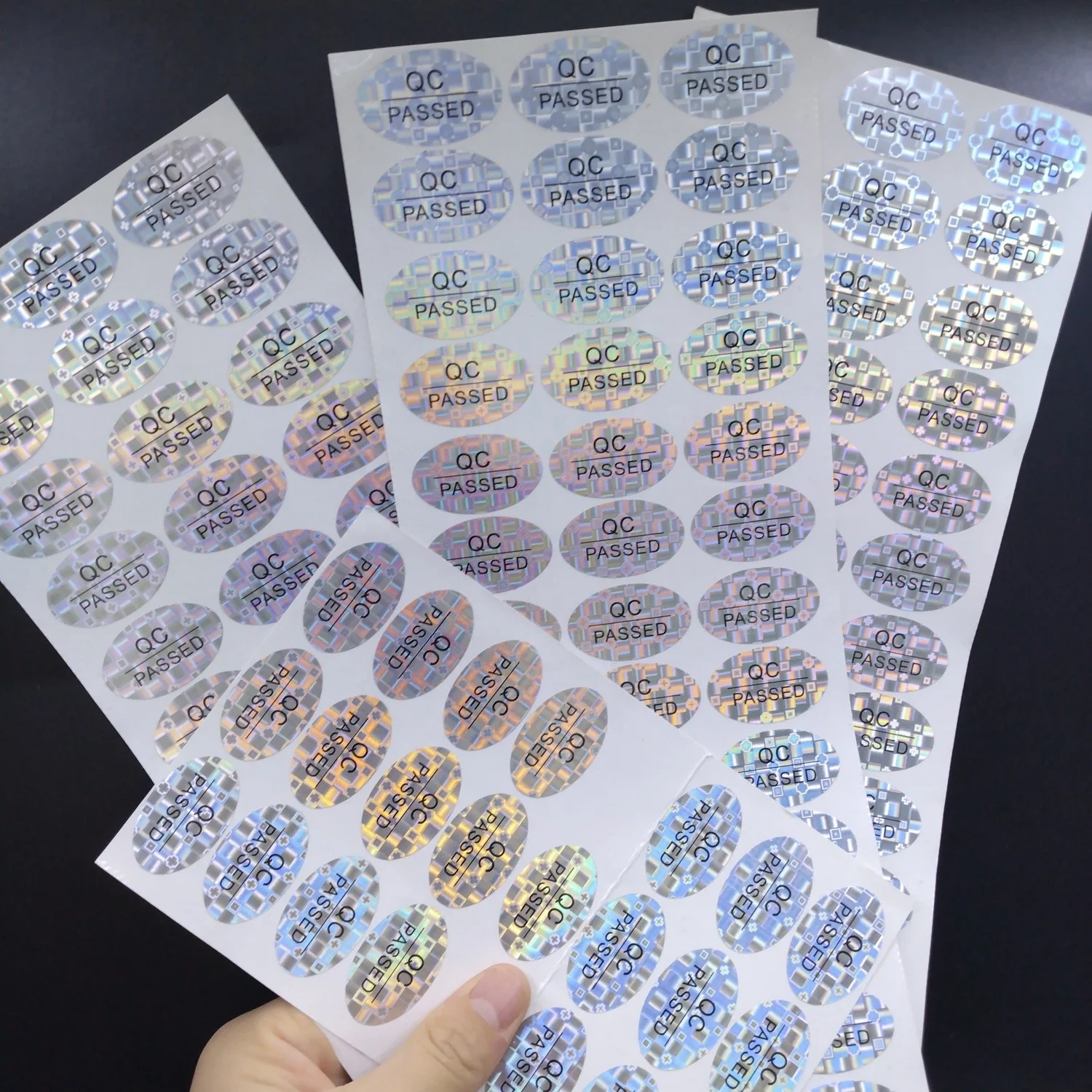 Holographic Waterproof Label Stickers Custom for Warehouse or Transportation Quality Control QC Passed Stickers Packaging Labels