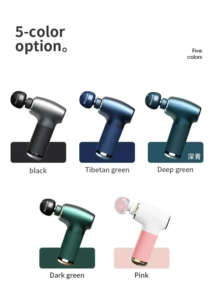 HEZHENG Hot Sale Wireless Mini Massage Gun Deep Muscle Vibrating Massager Powerful Body Massage Machine with 4 Shape Heads