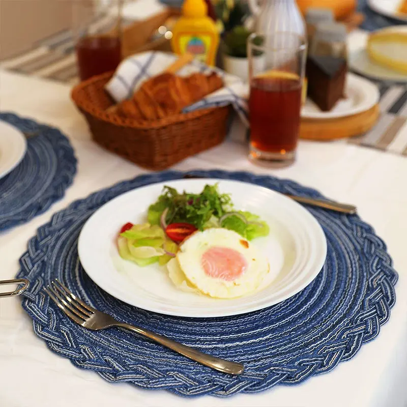 4 Sets De Table Ronds 30cm En Paille De Maïs - Napperons Tissés Main Naturels