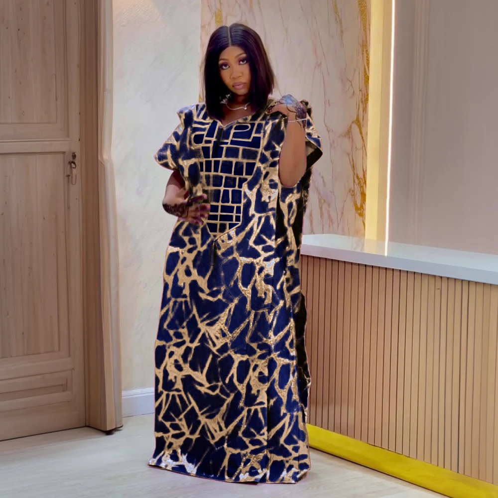 H & D Elegant Design African Dresses Women Loose Style Plus Size Stylish  Casual Long Dress