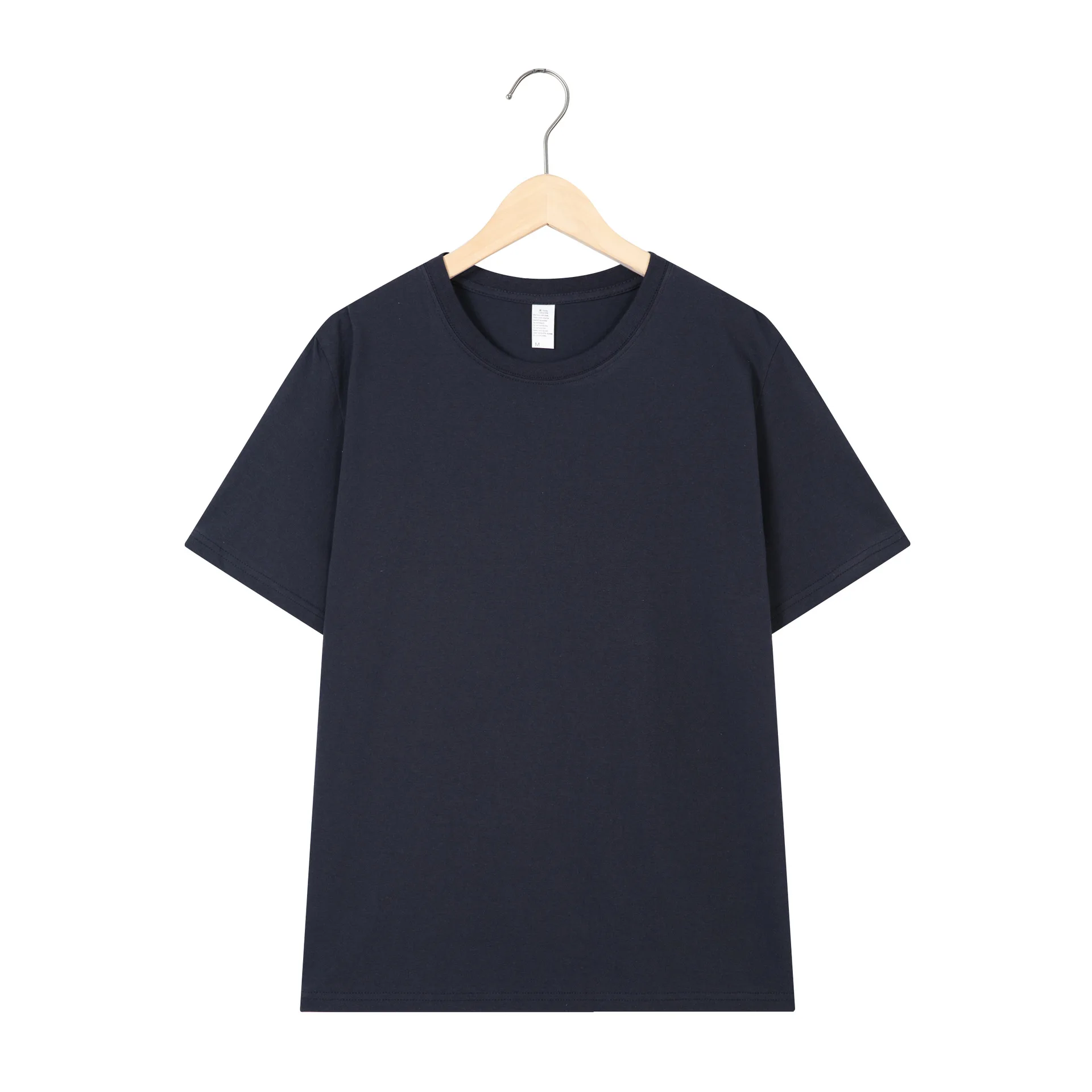 200gms Summer Cotton Short Sleeve T shirt Men's Solid Loose Round Neck plus size T shirt