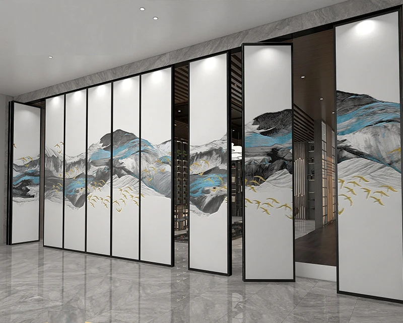Interior Hotel Movable Soundproof Wood Folding Partition Wall System Screen