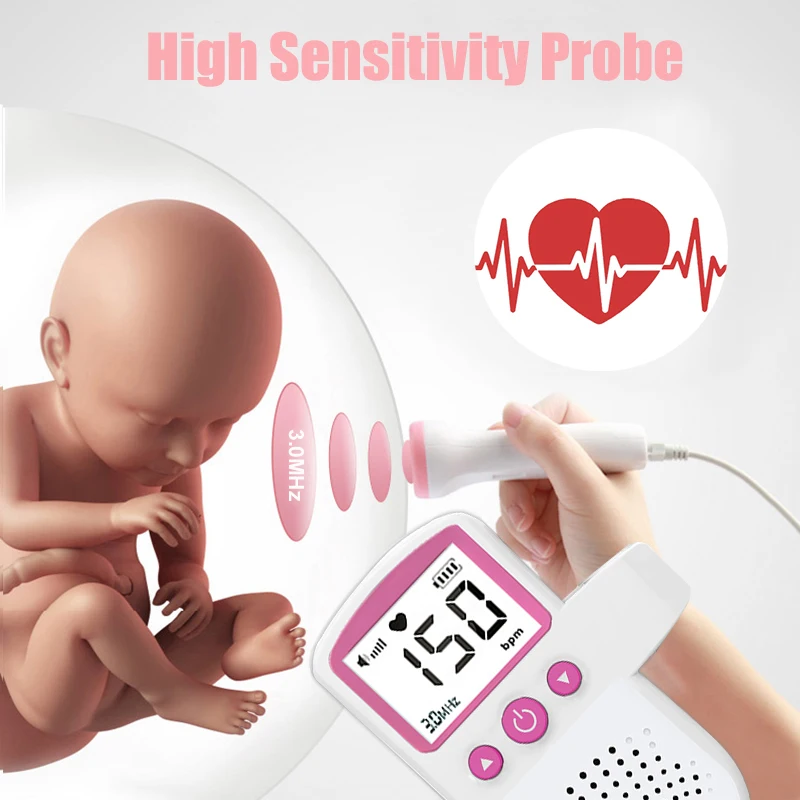 Fetal Doppler Baby Ultrasound Portable Fetal Doppler Monitor Fetal Doppler Heart Rate Monitor with Speaker