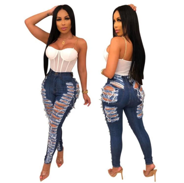 Women High Waist Sexy Jeans Distressed 