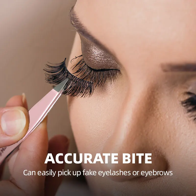 New Design Double-Ended Slanted Lash Tweezers Pink Eyebrow Eyelash Extension Tweezers with Fiber Tip Metal Material H2ddb767973314340bf5210196b485364m