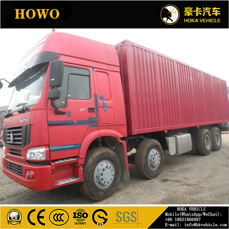 SINOTRUK HOWO 8X4 371HP 35T CONTAINER VAN TRUCK CARGO TRUCK RED COLOR ZZ1317N4667W