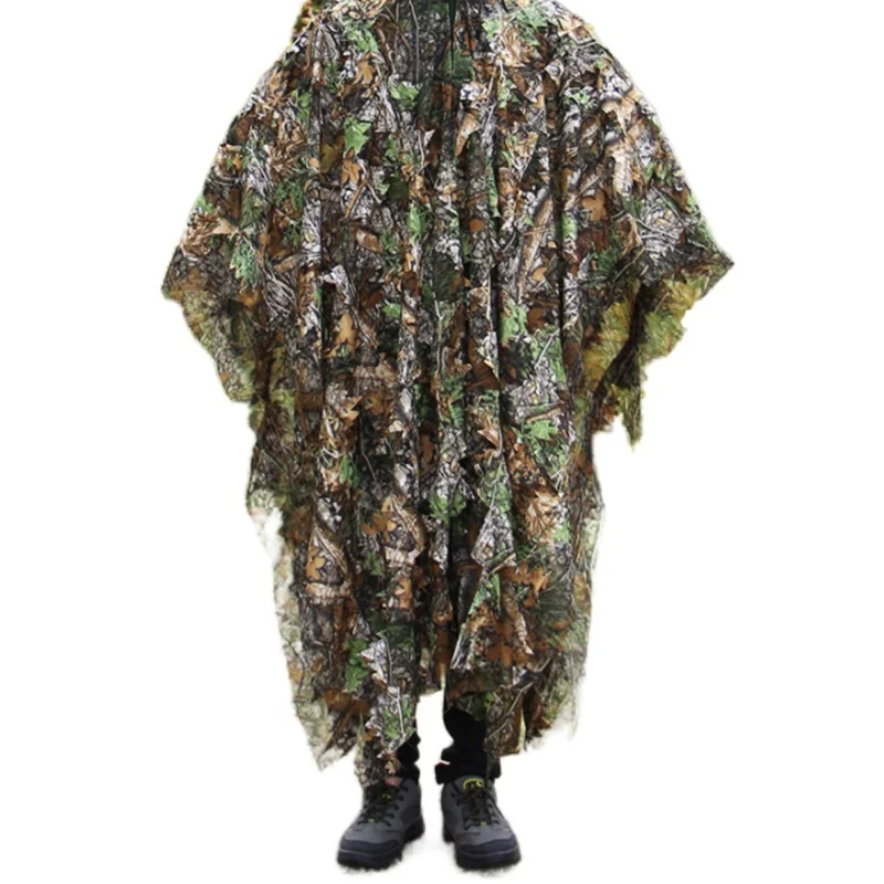 Details about   3D Camouflage Suits Ghillie Suit Leaves Poncho Stealth Cloak for Jungle Hunting 
