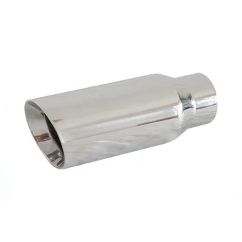 2.5 inch Single Round  Angle-Cut Mirror Polished 304 Stainless Steel Exhaust Tip