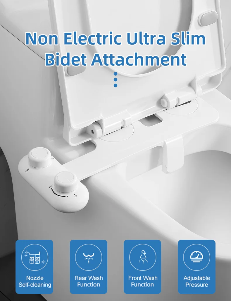Bathroom Ultra Slim Non Electric Smart Toilet Bidet Dual Nozzle Self ...