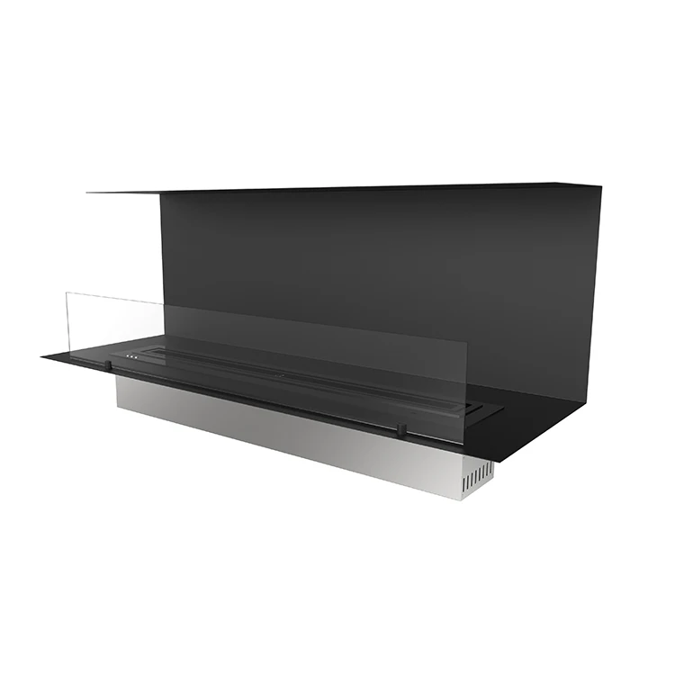 Customized Modern Design 1200mm C-Type Ethanol Fireplace Smart Remote Control Three Sides Opening Insert for Hotels Made Steel