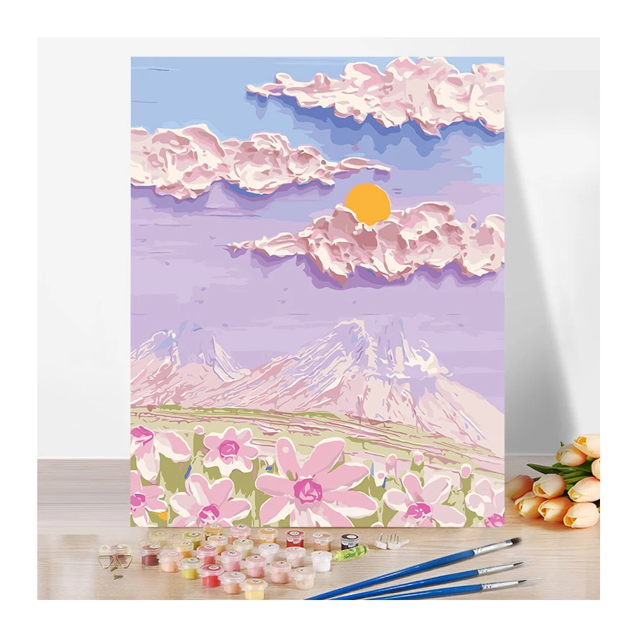 MINISOISO Peinture Par Numéros Fleur 57x47 Cm - Kit Toile Acrylique Adulte