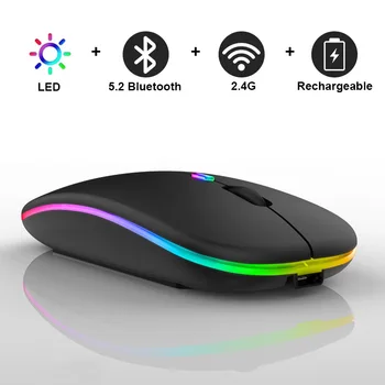 Custom mini Rechargeable BT5.0 wireless mouse ergonomic LED backlight Gaming silent 2.4GHz bluetooth apple mouse for laptop ipad