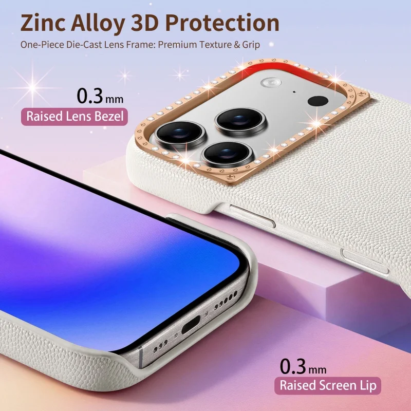 Fashion Magnetic PU Leather Girl Phone Cases for iPhone 17 15 16 Pro Max 17 Air With Metal Diamond Camera Frame Shockproof Cover