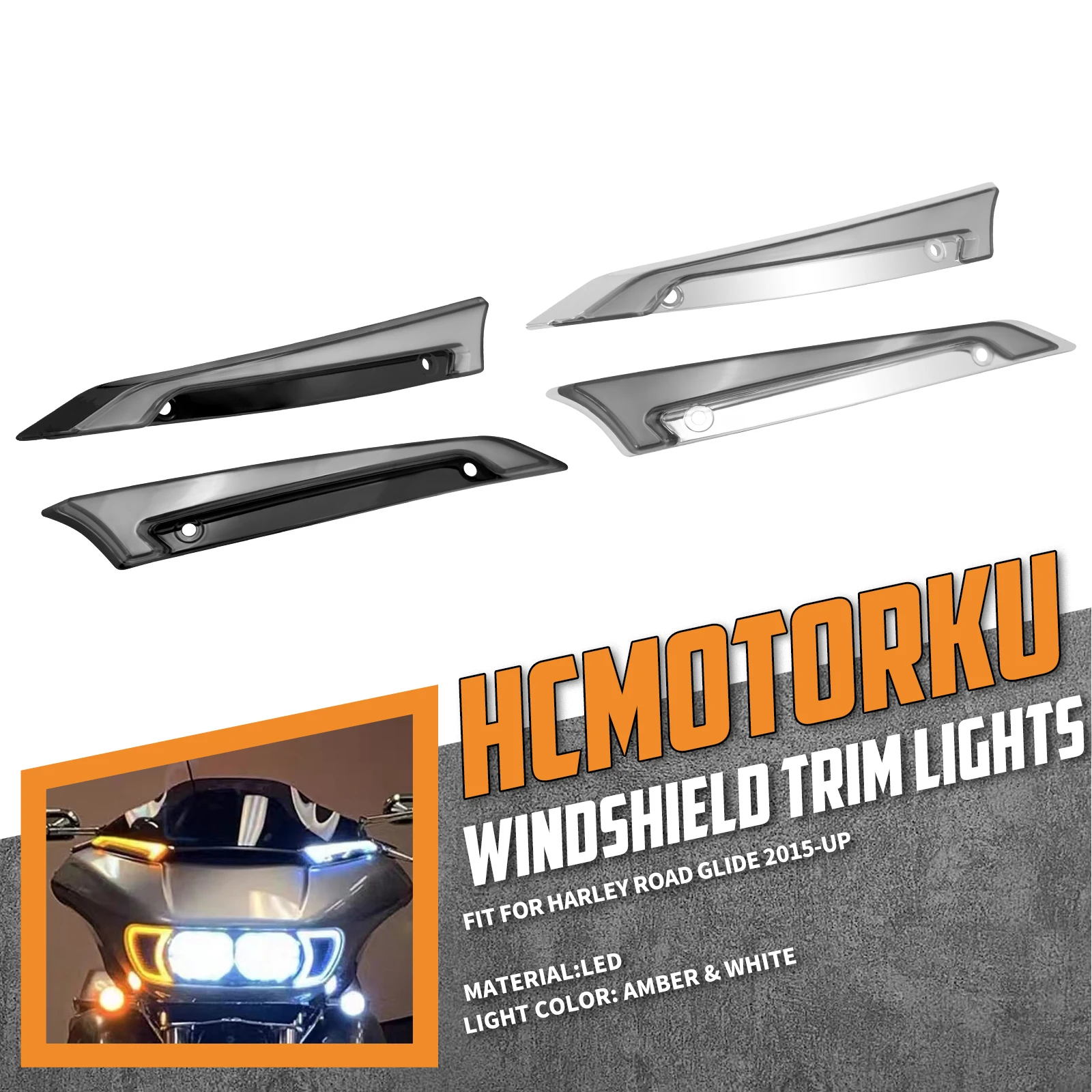 Motorcycle Fairing Windshield Trim Led Lights For Harley Touring Road Glide Fltrx Windscreen