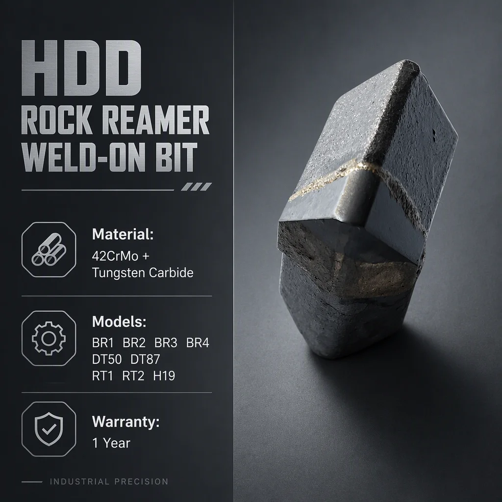BR1 BR4 RT1 DT50 HDD Horizontal Directional Carbide Drill Bits New Rock Reamer Weld-On Drill Bit Holder with Rock Cutting Teeth
