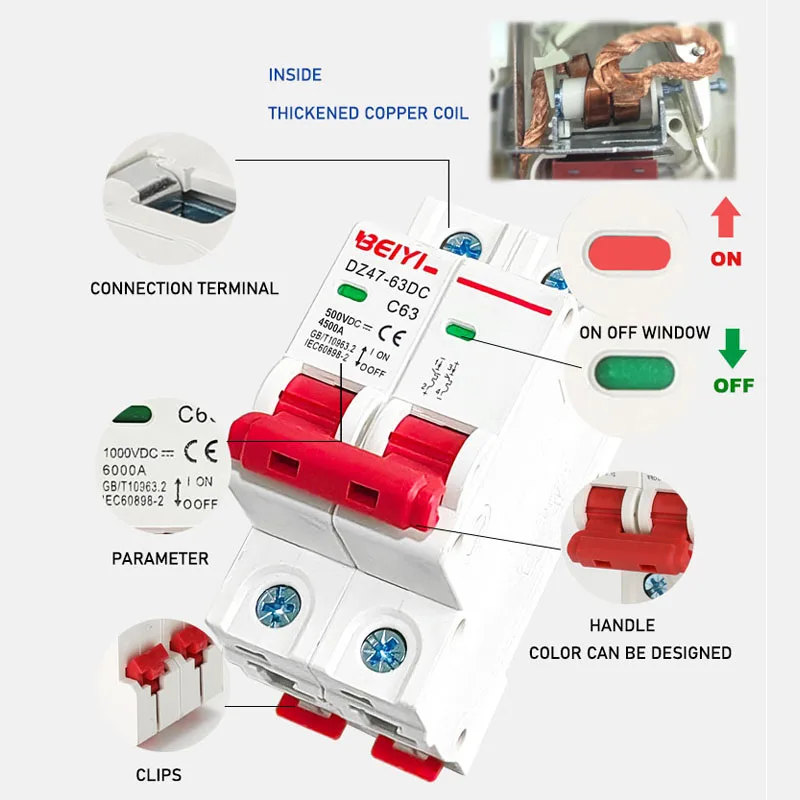 INTERRUTTORE DC 500V 63A MCB per protezione elettrica - spedizione