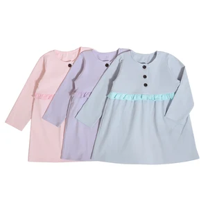 Wholesale Cute Princess Baby Girl Casual Cotton Clothing With Button Long Sleeves Autumn Dresses Kids Girls 3 Years