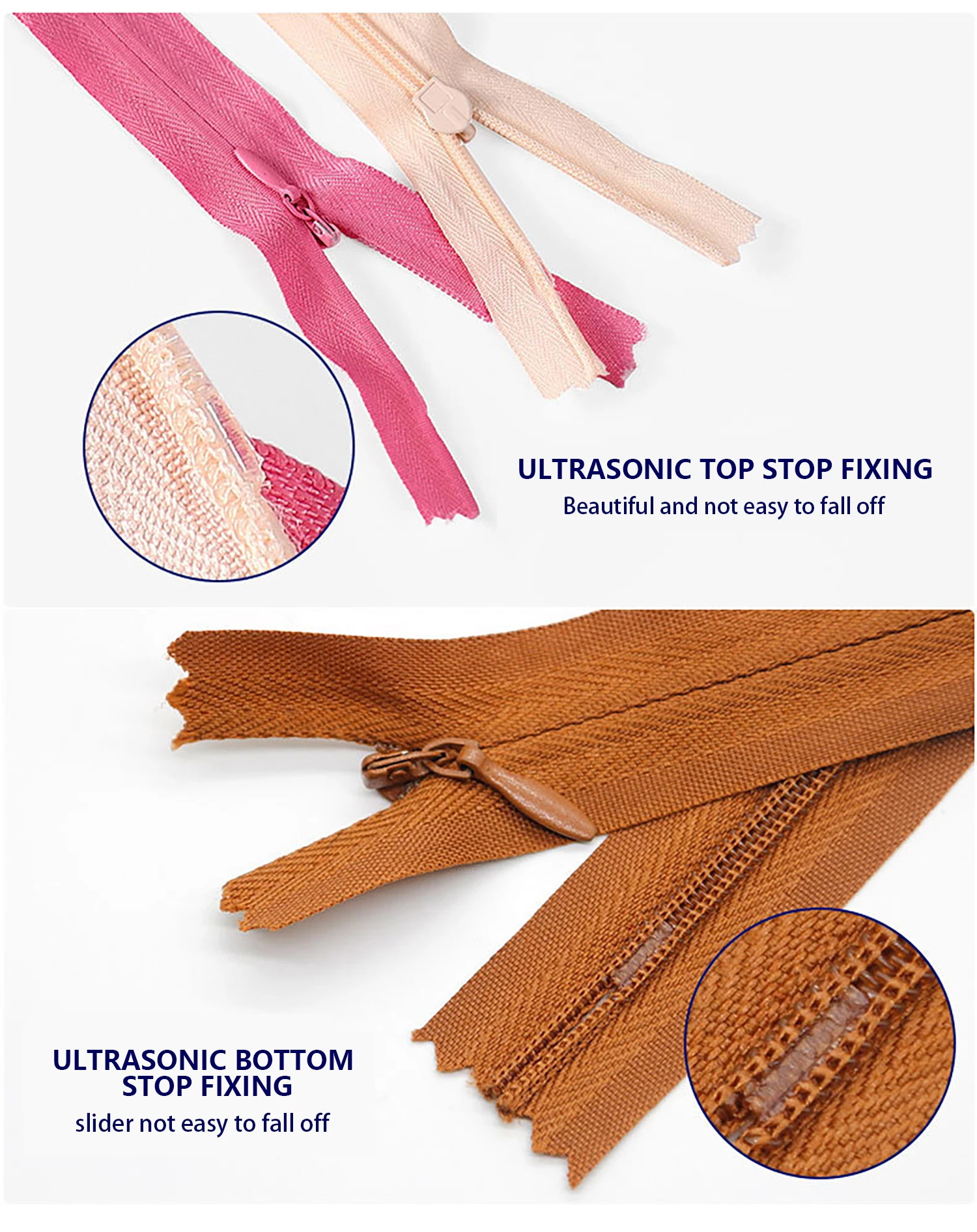 Custom Color Factory Wholesale 3 4 Closed End Invisible Zip Stock