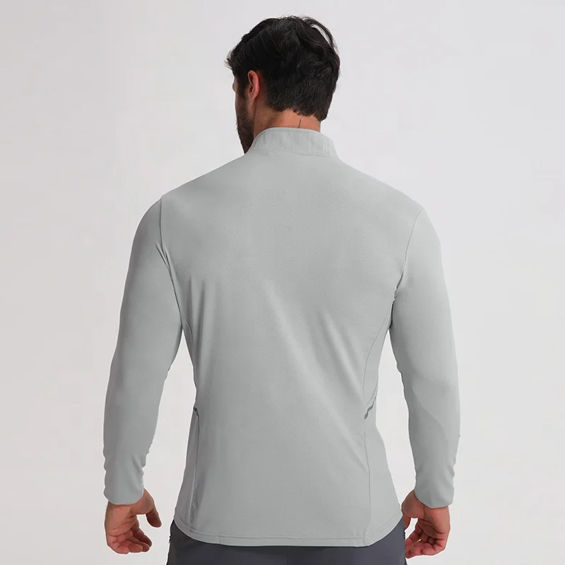 Custom logo Compressed High Elastic Half Zipper Long Sleeve Shirts Gym Bodybuilding Wear Shirts for Men