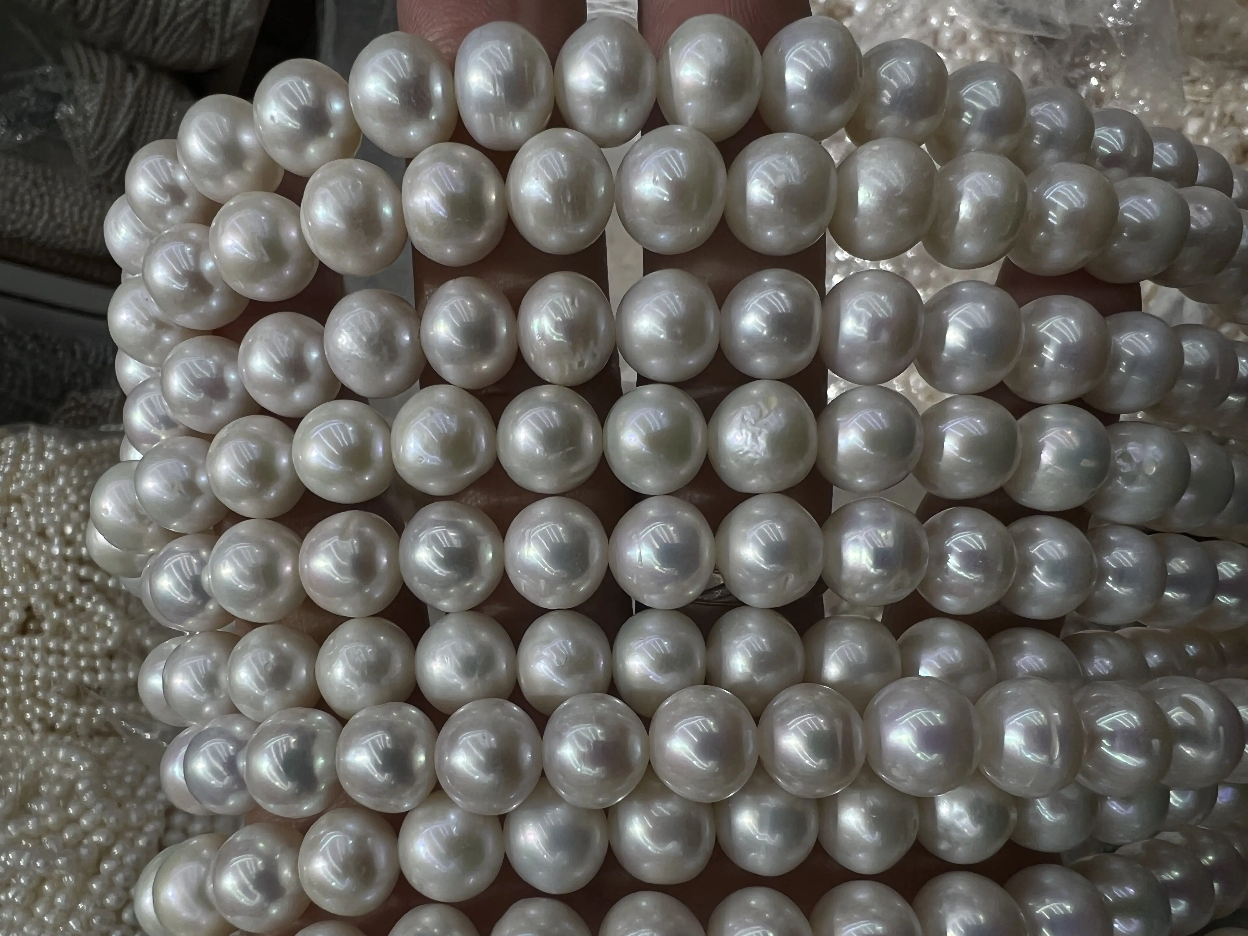 Genuine 6-14mm White Natural Freshwater Pearl Stud Earrings In Sterling Silver