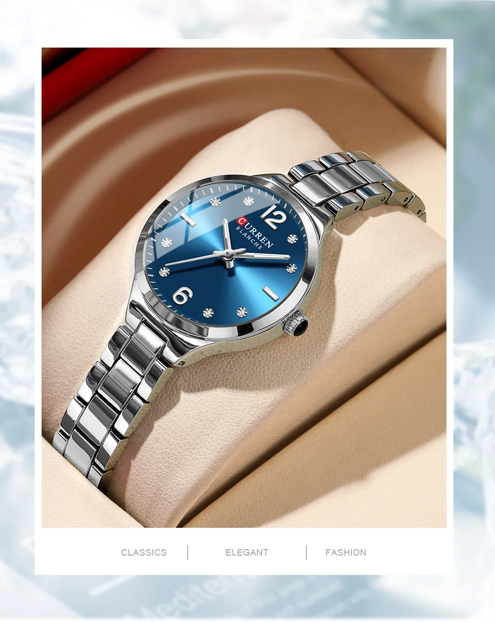 Curren 9105 Women Elegant Watch Stainless Steel Fashion Diamond Number Dial Ladies Watches Luminous Casual Quartz Wristwatch