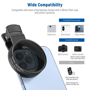 Factory Wholesales 2 In1 Kit Smartphone Lens Filter NEEWER 58 mm Lens Filter Kit for 15 14 Pro Max 13 12 11 & Digital Cameras detail image
