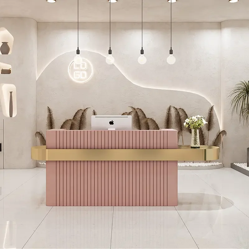 funky reception-desk standard dimension salon reception desk