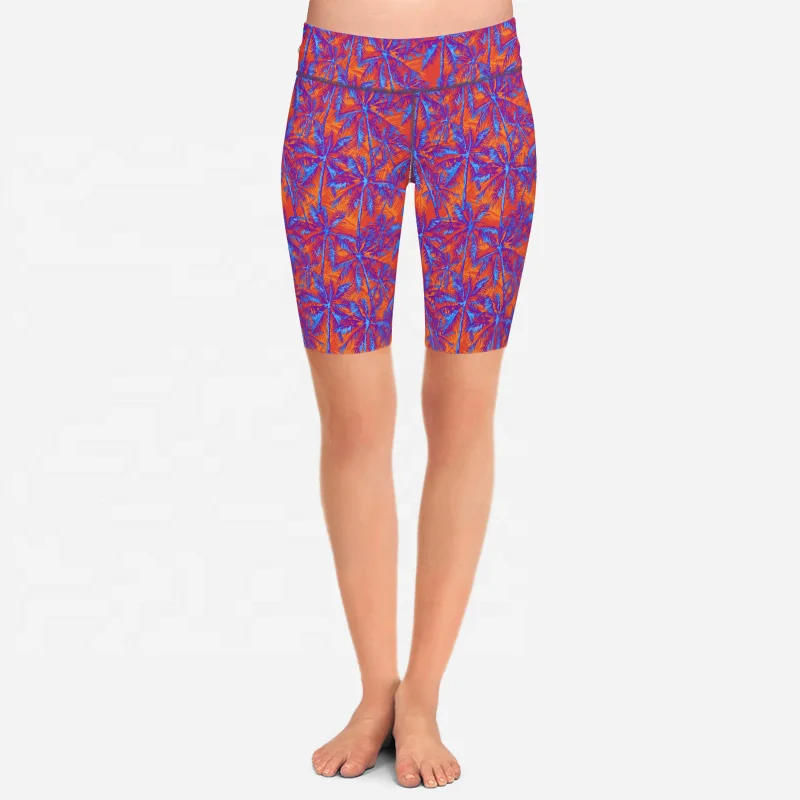 Wholesale Women Running Palm Trees Printed Yoga Leggings Spandex