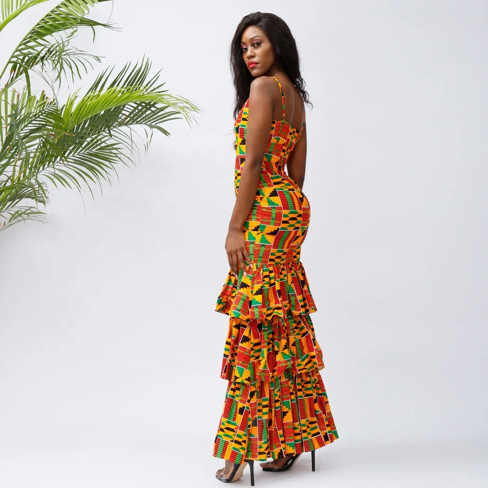 Shop Our Hot Sell Sleeveless Kente Design Dress for Africa