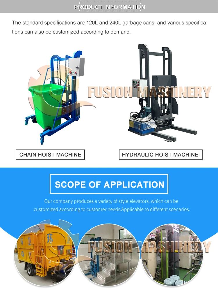 Customized Trash Can Elevator /bin Lifter Machine /hydraulic Garbage