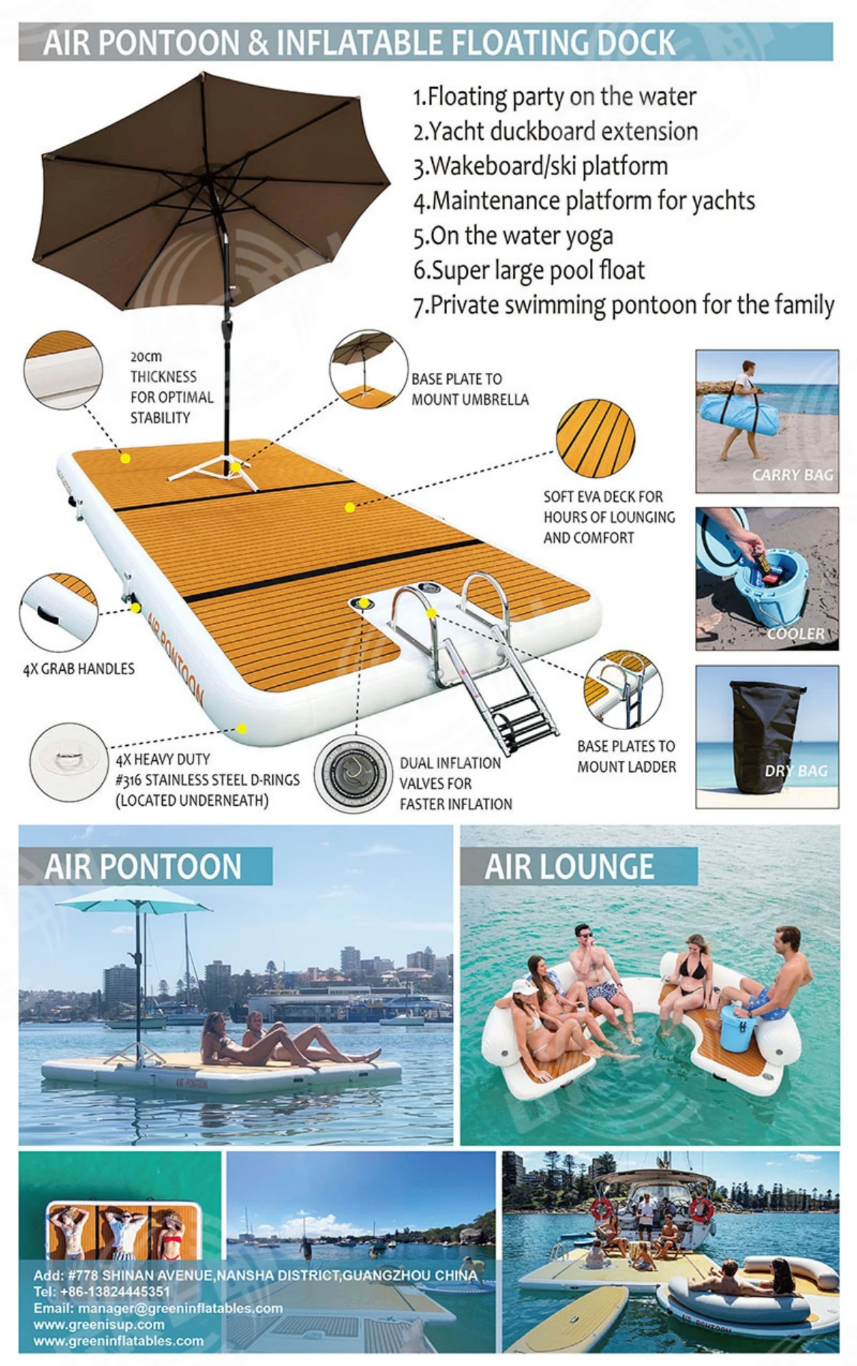 Marine Modular Floating Bridge Pontoon Dock Inflatable Tent