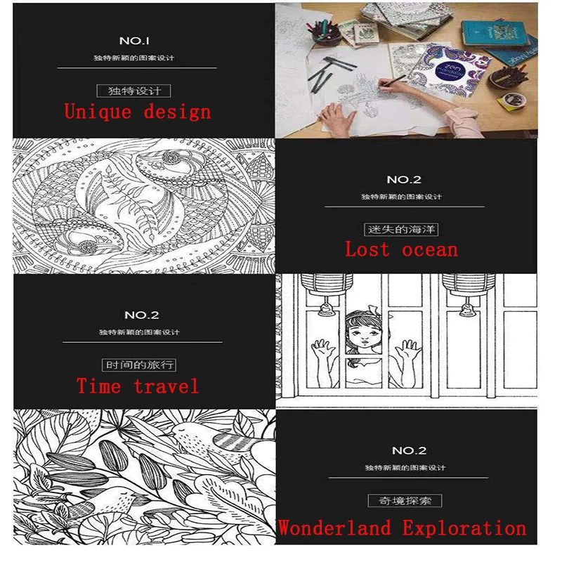 Английская версия живопись для взрослых книжка-раскраска 12 страниц расписанные вручную книжка-раскраска граффити завод пятно