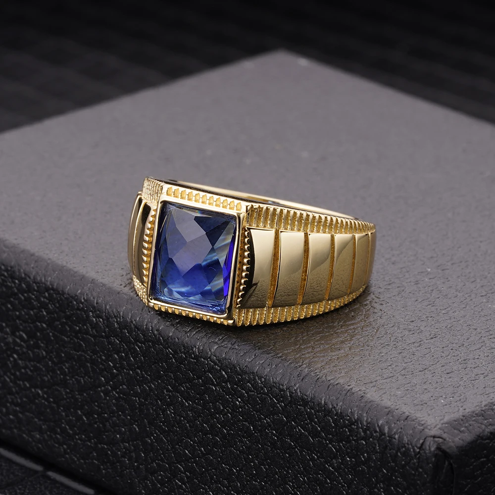Ruby anéis de dedo preto e azul, sapphire princesa corte de zircão dourado  enchido latão 925 hip hop moissanite prata esterlina masculino| Alibaba.com, image size:1000x1000