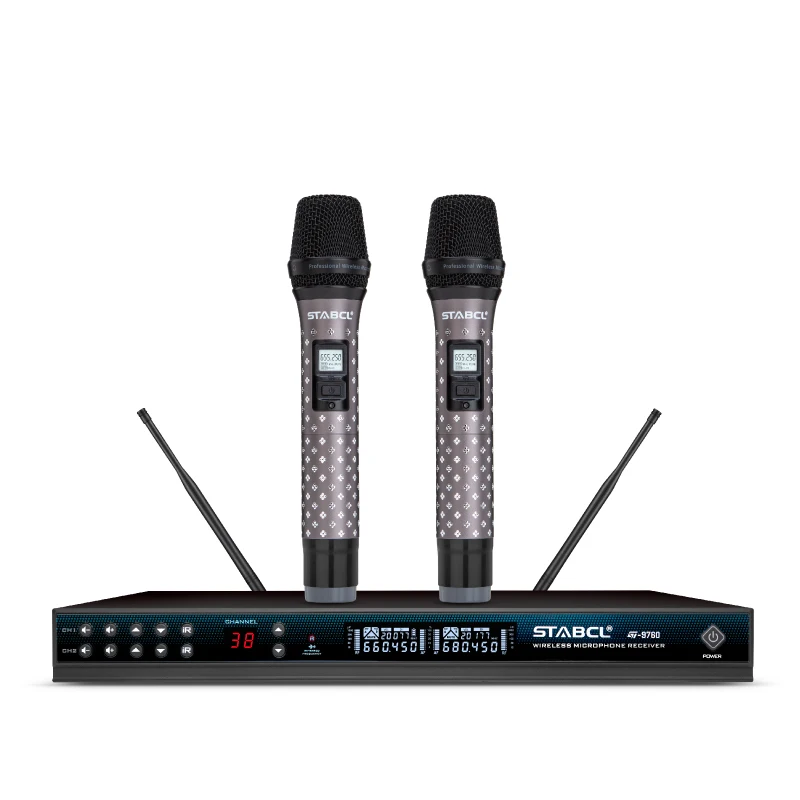 
UHF Wireless Karaoke microphone with dual handhelds 