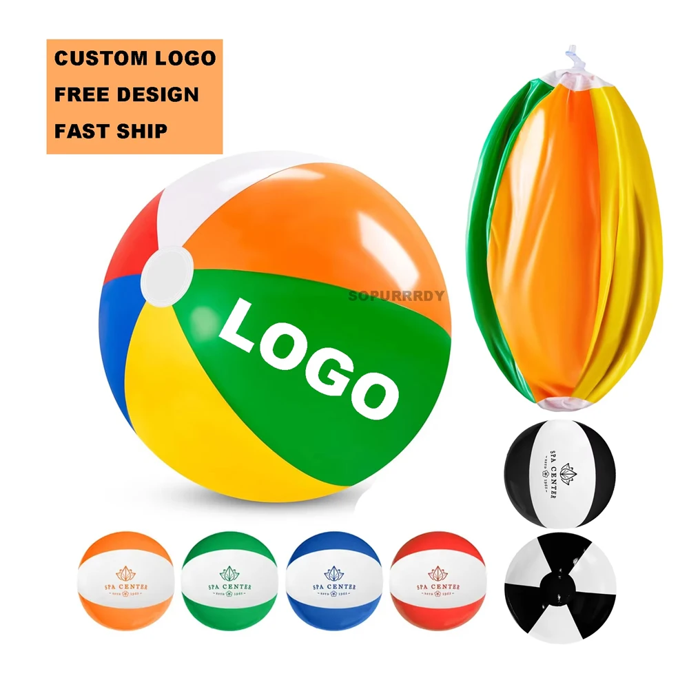 Promotion Advertising Colorful No Minimum Custom Branded with logo Printing Customisable Pvc Inflatable Outdoor Beach Ball Favor