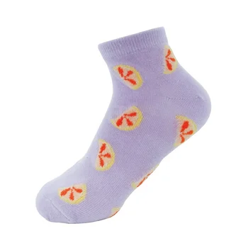 Popular Lemon Pattern Cotton Breathable Ankle Socks Cute Fruit Pattern Purple Women's Socks