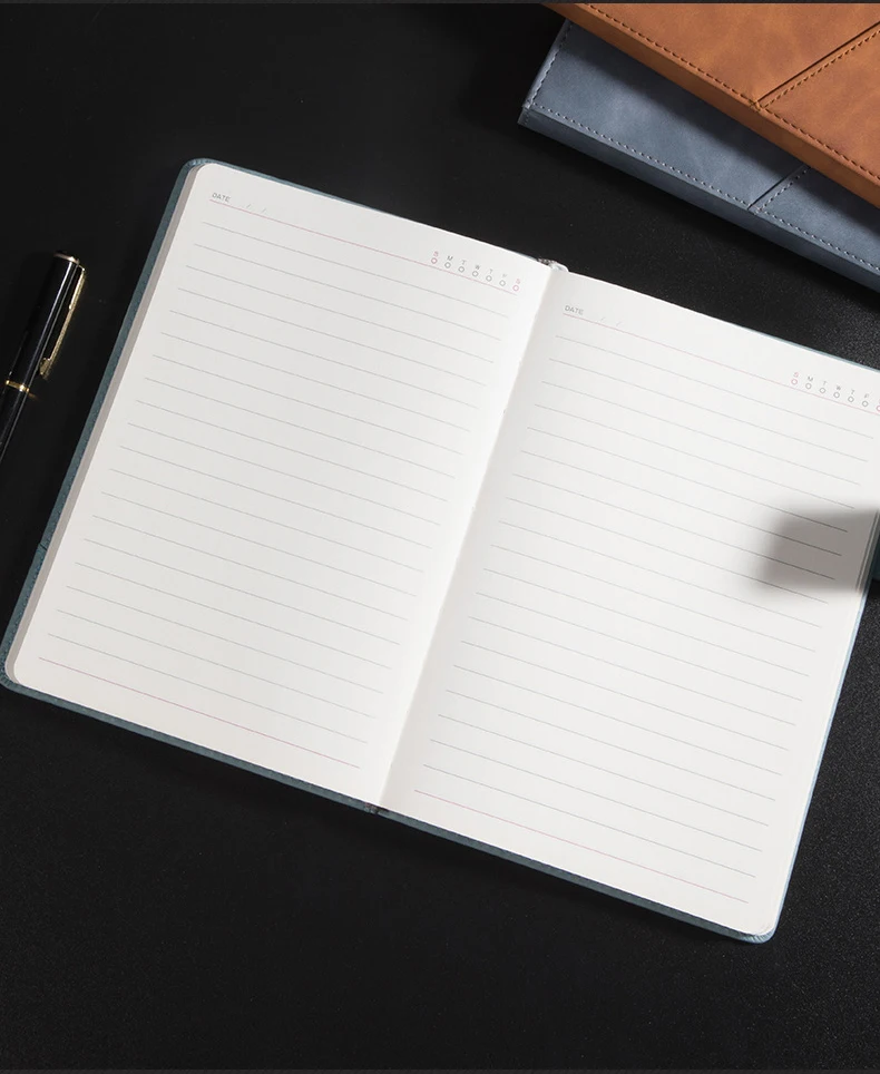 Promotion custom logo pu leather cover agenda notebook for office school gift notebooks