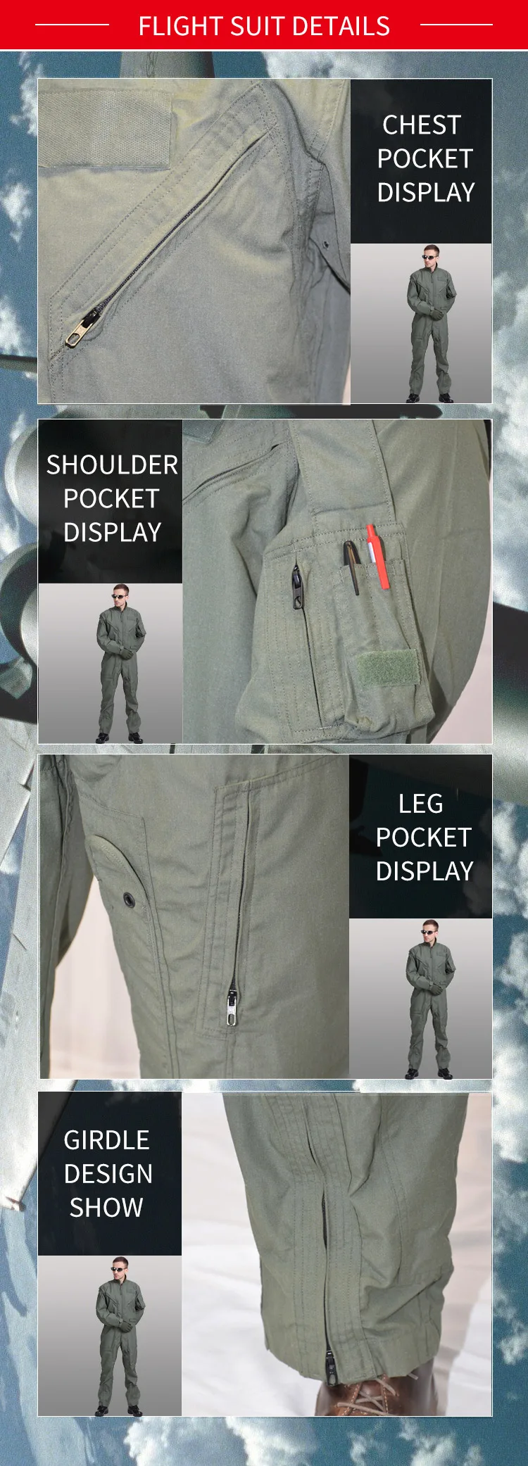 150g Nomex Iiia Fabric Flight Coverall Flying Suits Pilot Green Flight