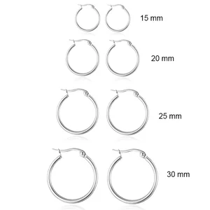 925 Sterling Silver Plain Hoop Earrings 15 20 25 30mm Size Options Classic Circle Hoops Minimalist Jewelry Gift for Women